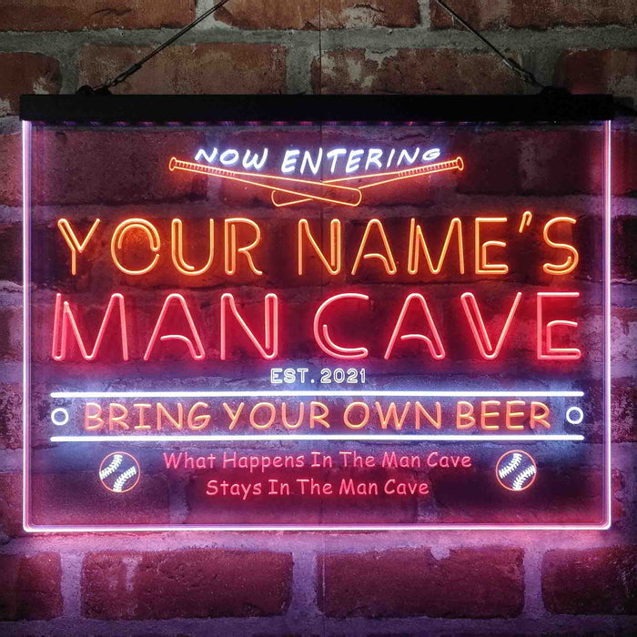 Personalized Baseball Man Cave Deluxe App-Enabled 3-Color LED Light Sign - Way Up Gifts