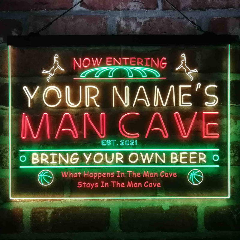 Personalized Basketball Man Cave Deluxe App-Enabled 3-Color LED Light Sign - LED Gift Works