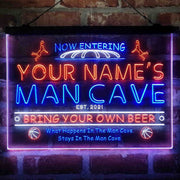 Personalized Basketball Man Cave Deluxe App-Enabled 3-Color LED Light Sign - LED Gift Works