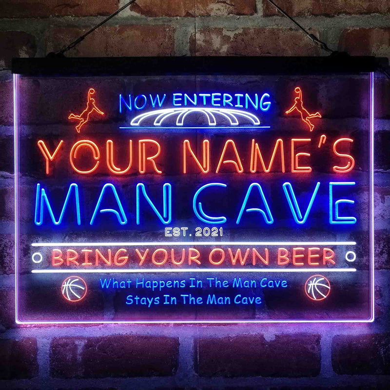 Personalized Basketball Man Cave Deluxe App-Enabled 3-Color LED Light Sign - LED Gift Works