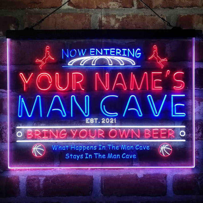 Personalized Basketball Man Cave Deluxe App-Enabled 3-Color LED Light Sign - Way Up Gifts
