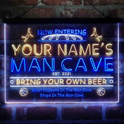 Personalized Basketball Man Cave Deluxe App-Enabled 3-Color LED Light Sign - LED Gift Works