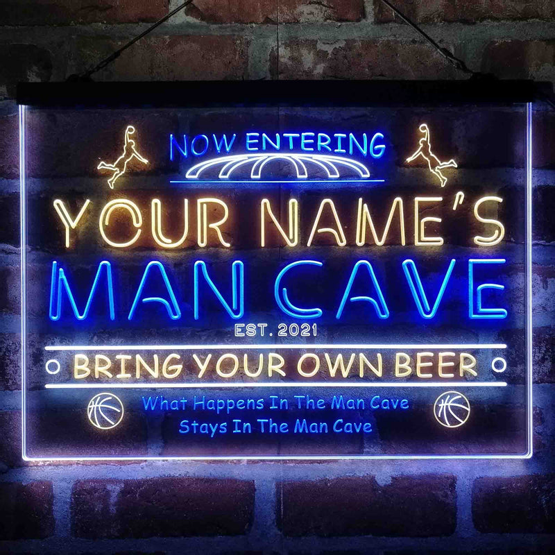 Personalized Basketball Man Cave Deluxe App-Enabled 3-Color LED Light Sign - LED Gift Works