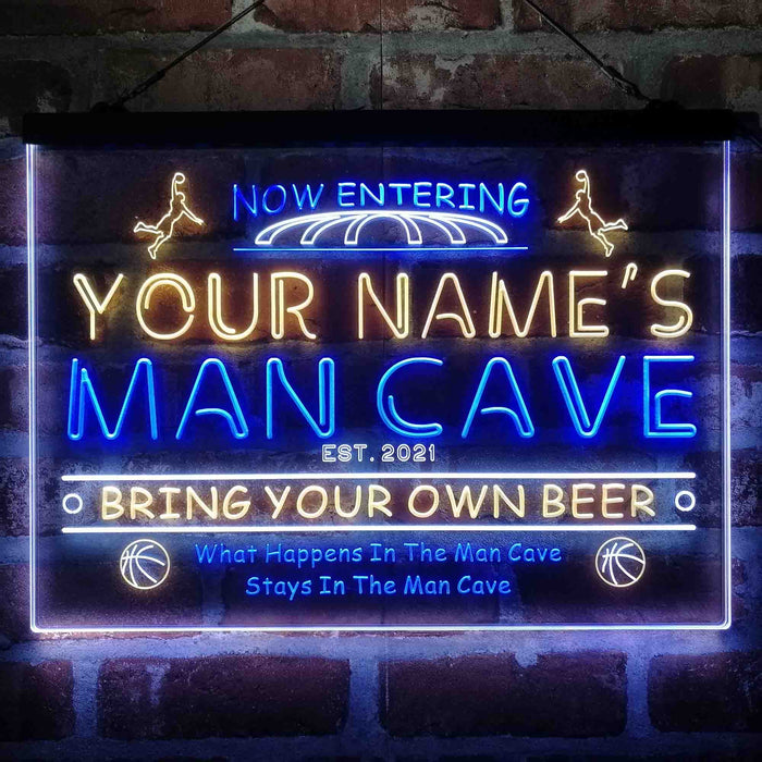 Personalized Basketball Man Cave Deluxe App-Enabled 3-Color LED Light Sign - Way Up Gifts