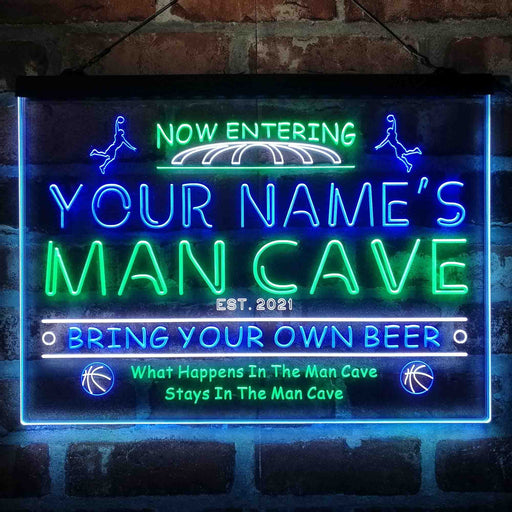 Personalized Basketball Man Cave Deluxe App-Enabled 3-Color LED Light Sign - LED Gift Works