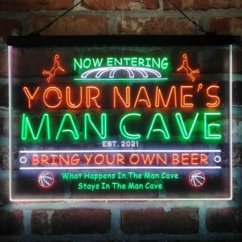 Personalized Basketball Man Cave Deluxe App-Enabled 3-Color LED Light Sign - LED Gift Works