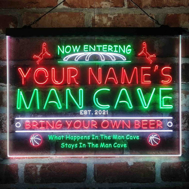 Personalized Basketball Man Cave Deluxe App-Enabled 3-Color LED Light Sign - LED Gift Works