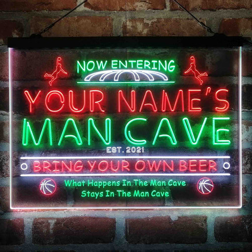 Personalized Basketball Man Cave Deluxe App-Enabled 3-Color LED Light Sign - Way Up Gifts