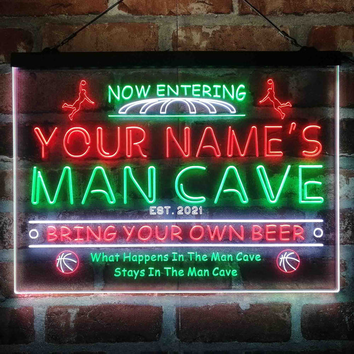 Personalized Basketball Man Cave Deluxe App-Enabled 3-Color LED Light Sign - Way Up Gifts