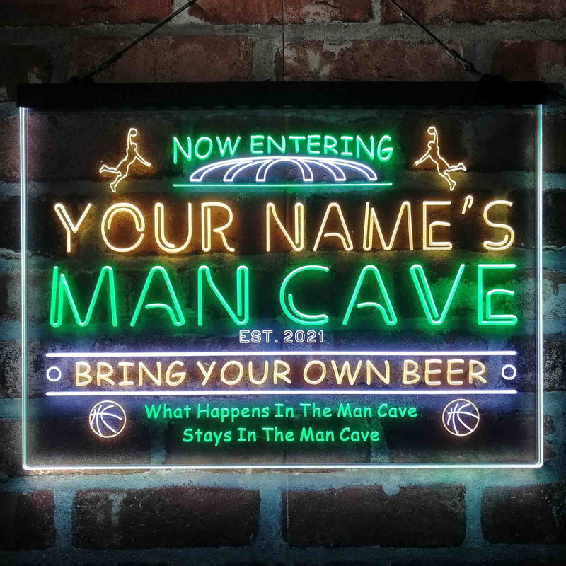 Personalized Basketball Man Cave Deluxe App-Enabled 3-Color LED Light Sign - LED Gift Works
