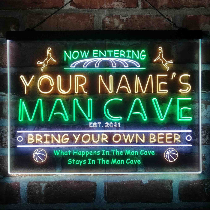 Personalized Basketball Man Cave Deluxe App-Enabled 3-Color LED Light Sign - Way Up Gifts