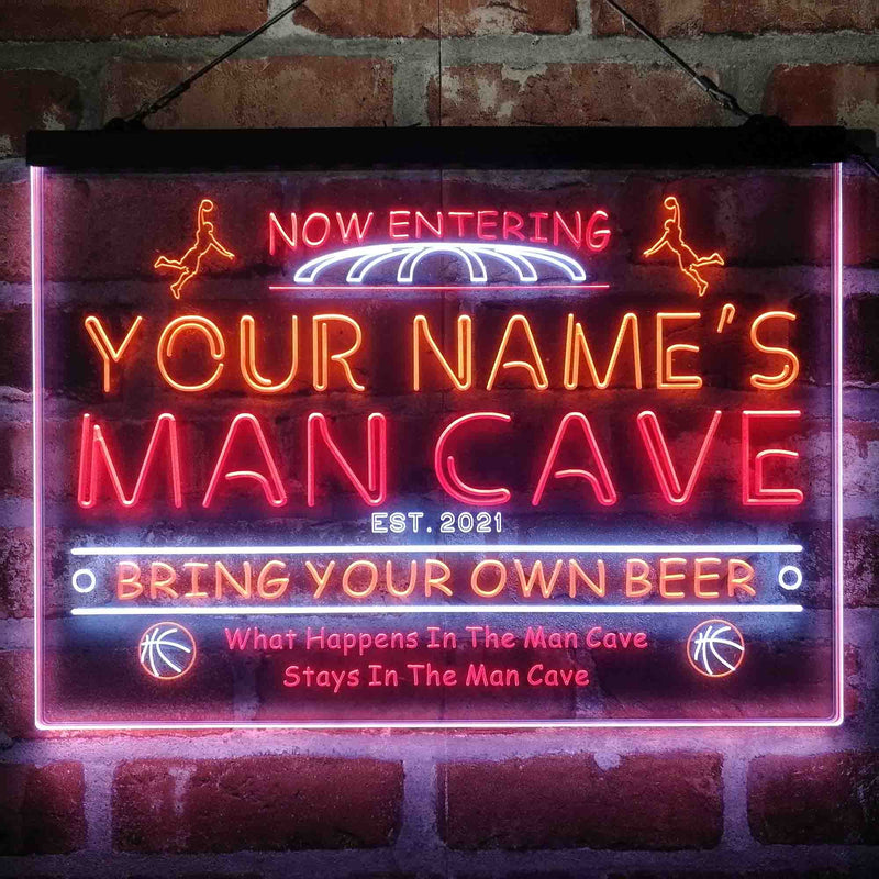 Personalized Basketball Man Cave Deluxe App-Enabled 3-Color LED Light Sign - LED Gift Works