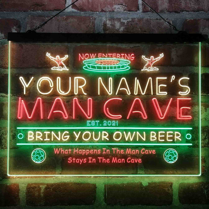 Personalized Soccer Man Cave Deluxe App-Enabled 3-Color LED Light Sign - LED Gift Works