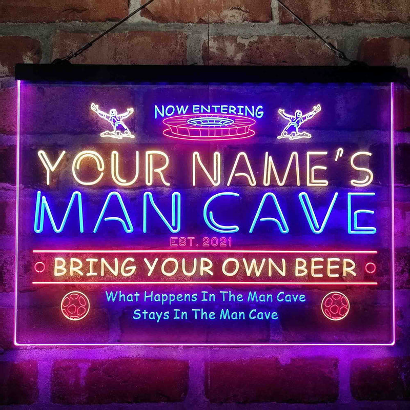 Personalized Soccer Man Cave Deluxe App-Enabled 3-Color LED Light Sign - LED Gift Works