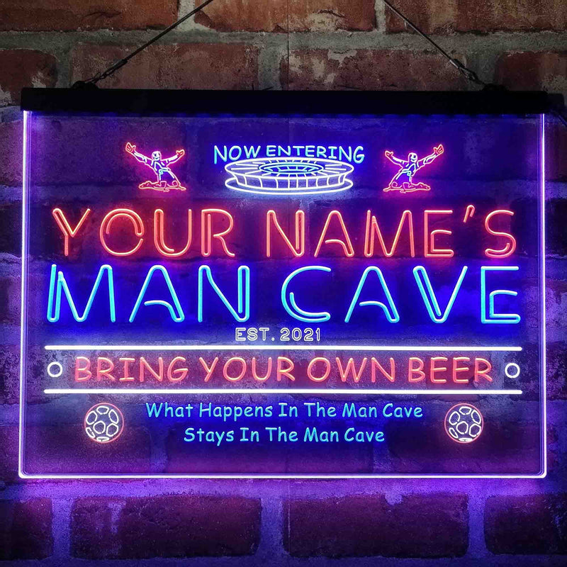 Personalized Soccer Man Cave Deluxe App-Enabled 3-Color LED Light Sign - LED Gift Works