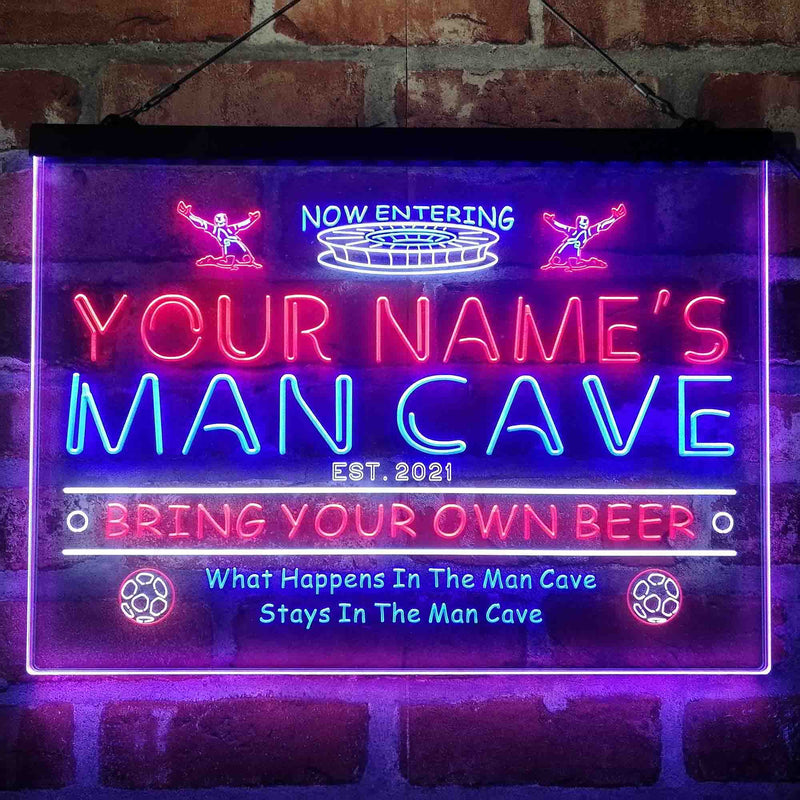 Personalized Soccer Man Cave Deluxe App-Enabled 3-Color LED Light Sign - LED Gift Works
