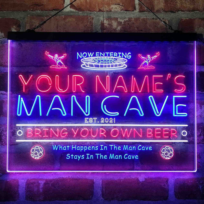 Personalized Soccer Man Cave Deluxe App-Enabled 3-Color LED Light Sign - Way Up Gifts