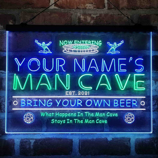 Personalized Soccer Man Cave Deluxe App-Enabled 3-Color LED Light Sign - LED Gift Works