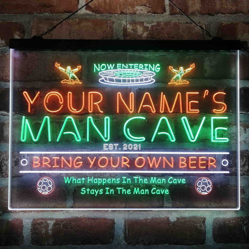 Personalized Soccer Man Cave Deluxe App-Enabled 3-Color LED Light Sign - LED Gift Works