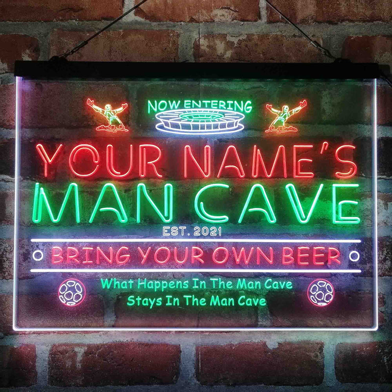 Personalized Soccer Man Cave Deluxe App-Enabled 3-Color LED Light Sign - LED Gift Works
