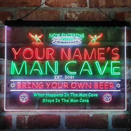 Personalized Soccer Man Cave Deluxe App-Enabled 3-Color LED Light Sign - Way Up Gifts