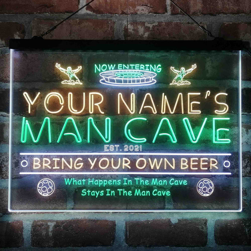 Personalized Soccer Man Cave Deluxe App-Enabled 3-Color LED Light Sign - LED Gift Works
