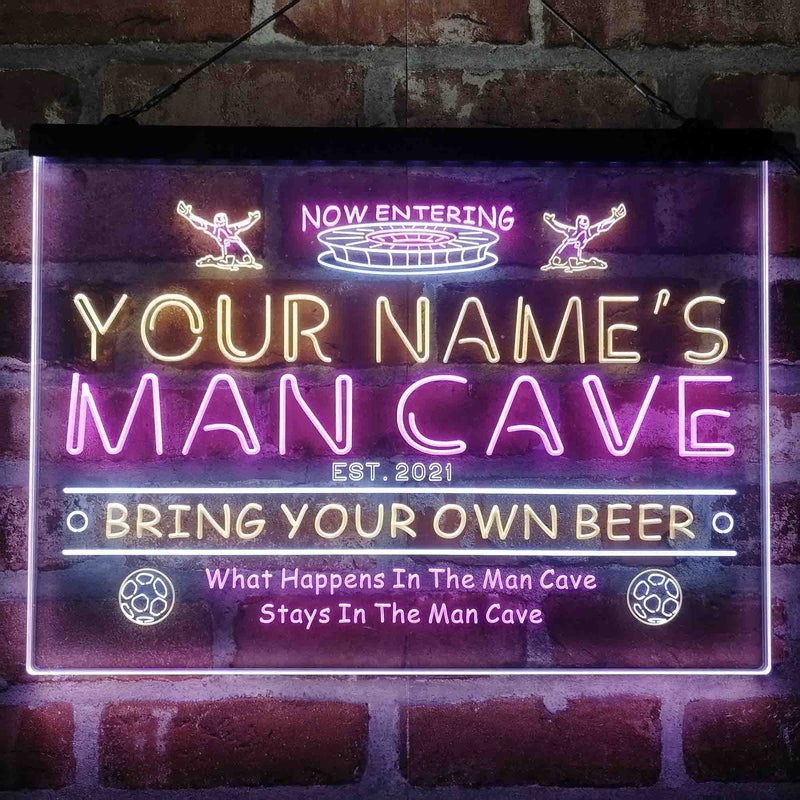 Personalized Soccer Man Cave Deluxe App-Enabled 3-Color LED Light Sign - LED Gift Works