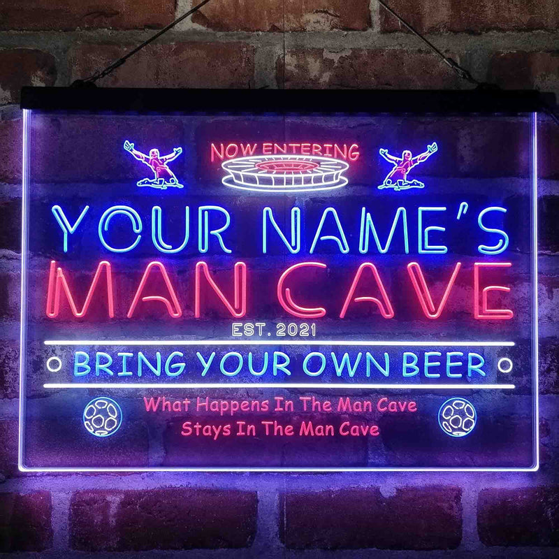 Personalized Soccer Man Cave Deluxe App-Enabled 3-Color LED Light Sign - LED Gift Works