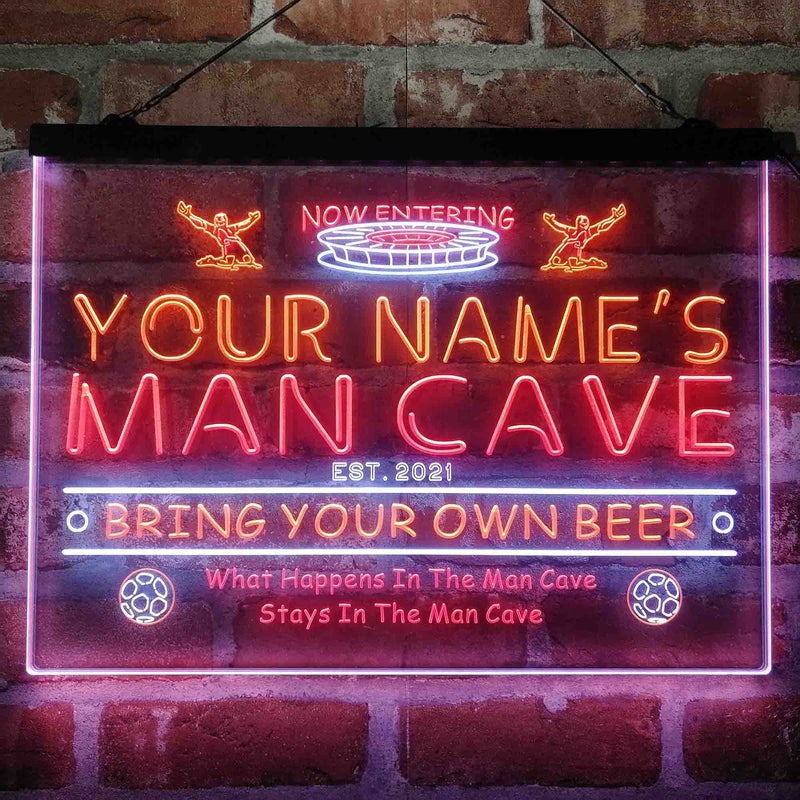 Personalized Soccer Man Cave Deluxe App-Enabled 3-Color LED Light Sign - LED Gift Works