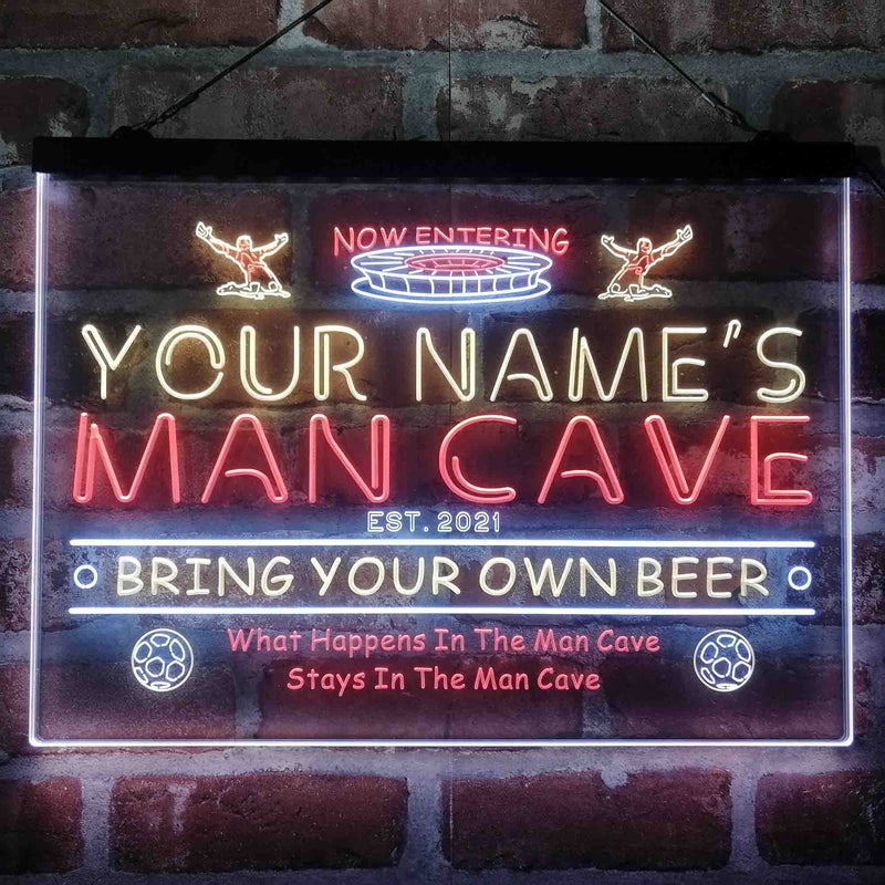 Personalized Soccer Man Cave Deluxe App-Enabled 3-Color LED Light Sign - LED Gift Works