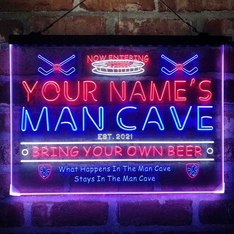 Personalized Ice Hockey Sport Deluxe App-Enabled 3-Color LED Light Sign - LED Gift Works