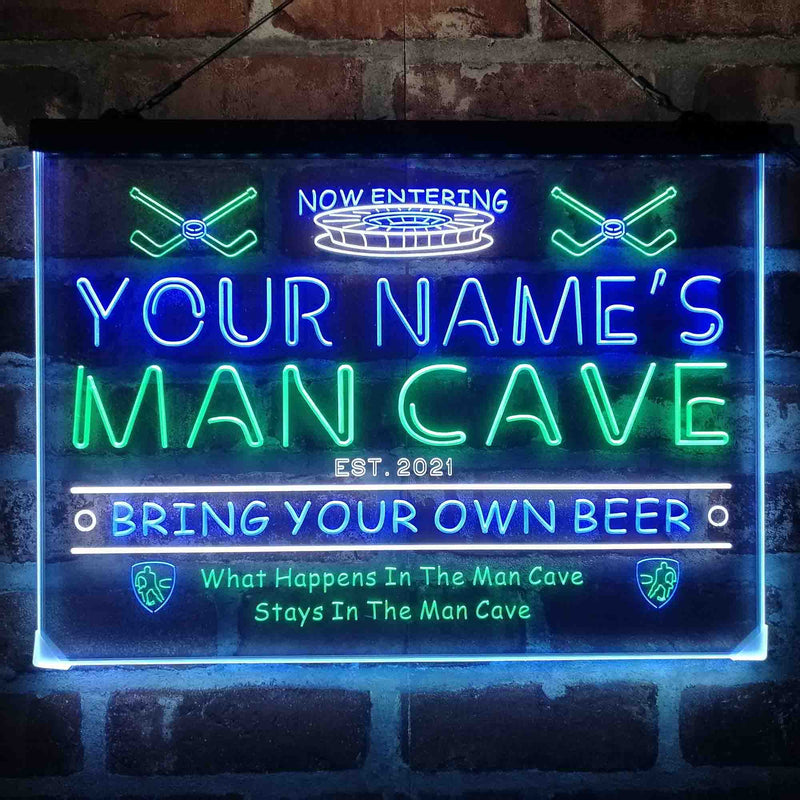 Personalized Ice Hockey Sport Deluxe App-Enabled 3-Color LED Light Sign - LED Gift Works