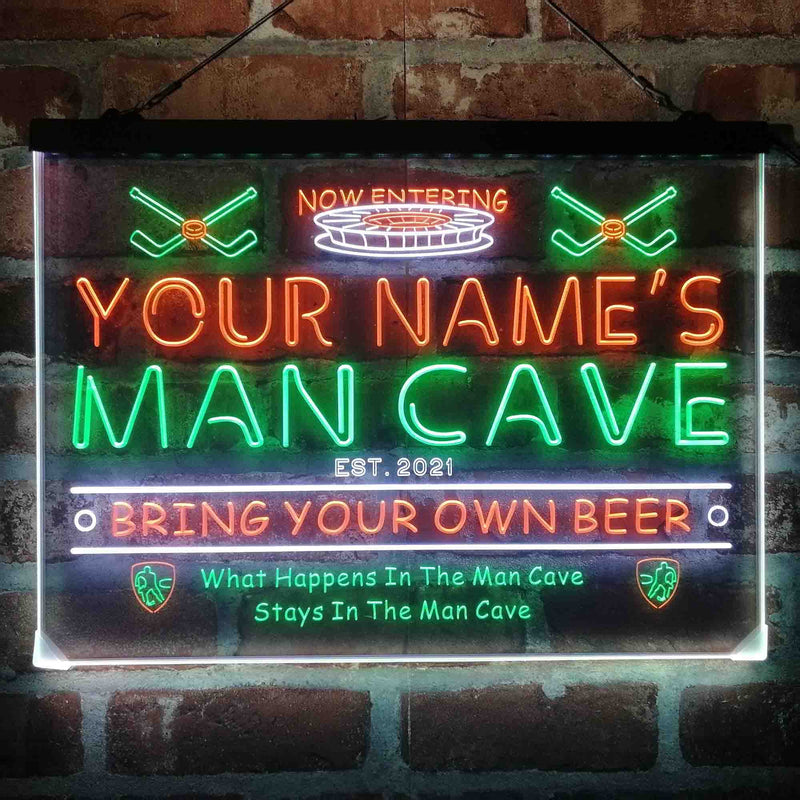 Personalized Ice Hockey Sport Deluxe App-Enabled 3-Color LED Light Sign - LED Gift Works