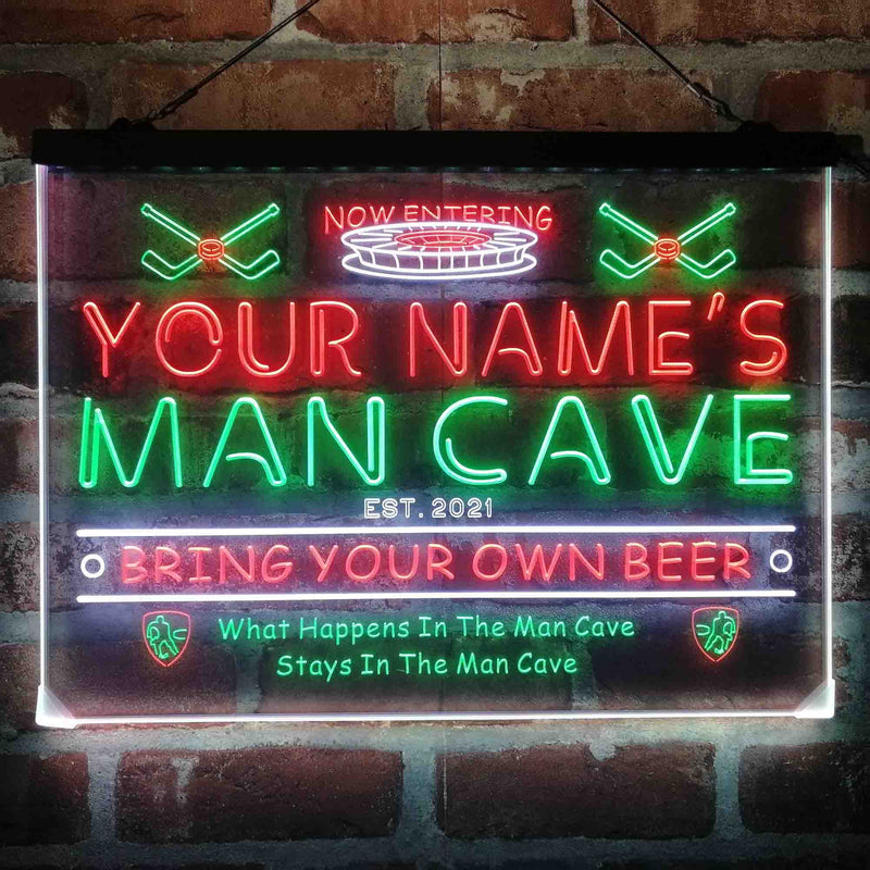 Personalized Ice Hockey Sport Deluxe App-Enabled 3-Color LED Light Sign - LED Gift Works