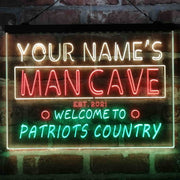 Personalized Patriots Country Man Cave Deluxe App-Enabled 3-Color LED Light Sign - LED Gift Works