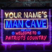 Personalized Patriots Country Man Cave Deluxe App-Enabled 3-Color LED Light Sign - LED Gift Works