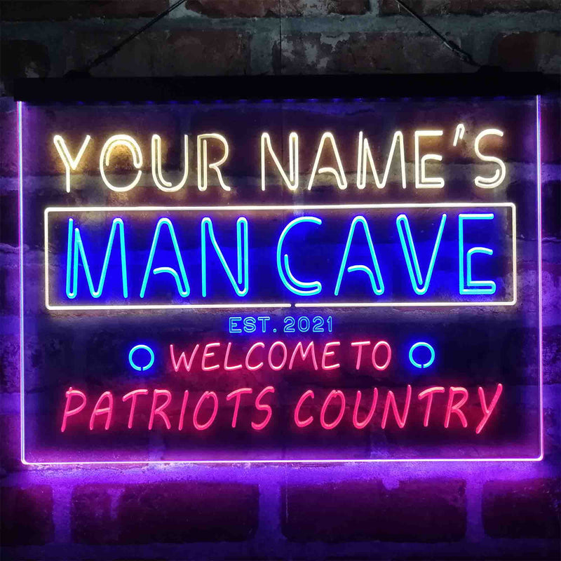 Personalized Patriots Country Man Cave Deluxe App-Enabled 3-Color LED Light Sign - LED Gift Works