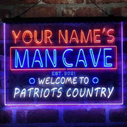 Personalized Patriots Country Man Cave Deluxe App-Enabled 3-Color LED Light Sign - LED Gift Works