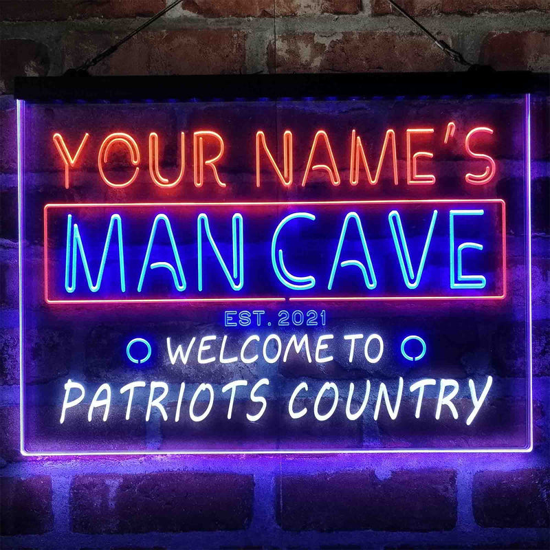 Personalized Patriots Country Man Cave Deluxe App-Enabled 3-Color LED Light Sign - LED Gift Works