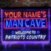Personalized Patriots Country Man Cave Deluxe App-Enabled 3-Color LED Light Sign - Way Up Gifts