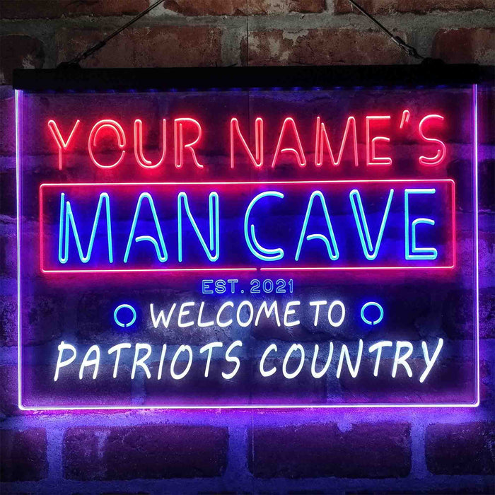 Personalized Patriots Country Man Cave Deluxe App-Enabled 3-Color LED Light Sign - Way Up Gifts