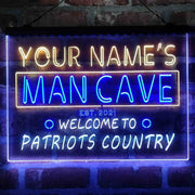 Personalized Patriots Country Man Cave Deluxe App-Enabled 3-Color LED Light Sign - LED Gift Works