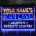 Personalized Patriots Country Man Cave Deluxe App-Enabled 3-Color LED Light Sign - Way Up Gifts