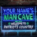 Personalized Patriots Country Man Cave Deluxe App-Enabled 3-Color LED Light Sign - Way Up Gifts