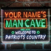 Personalized Patriots Country Man Cave Deluxe App-Enabled 3-Color LED Light Sign - LED Gift Works