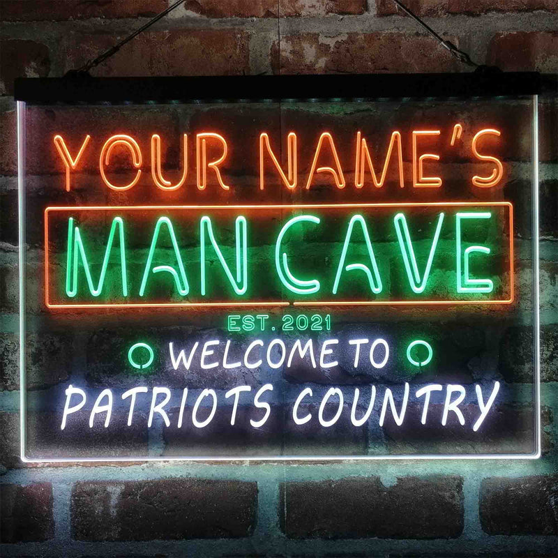 Personalized Patriots Country Man Cave Deluxe App-Enabled 3-Color LED Light Sign - LED Gift Works
