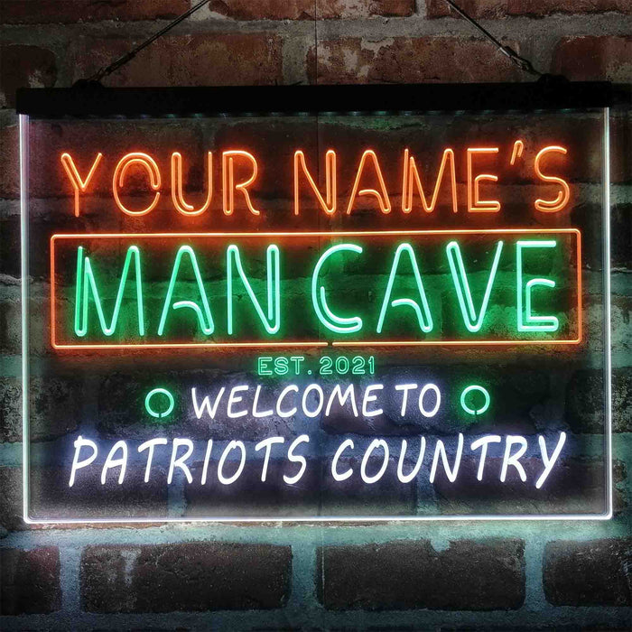 Personalized Patriots Country Man Cave Deluxe App-Enabled 3-Color LED Light Sign - Way Up Gifts