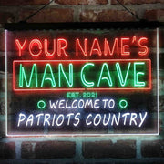 Personalized Patriots Country Man Cave Deluxe App-Enabled 3-Color LED Light Sign - LED Gift Works