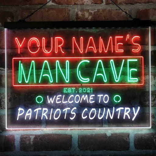 Personalized Patriots Country Man Cave Deluxe App-Enabled 3-Color LED Light Sign - Way Up Gifts