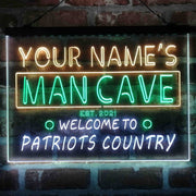 Personalized Patriots Country Man Cave Deluxe App-Enabled 3-Color LED Light Sign - LED Gift Works